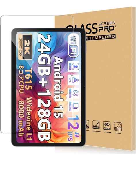 For Rebecco K90 フィルム 12インチ タブレット 強化ガラス 高感度タッチ 高透過率 硬度9H 指紋防止