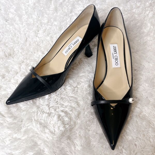 未使用級 JIMMY CHOO ジミーチュウ ROSALIA ロザリア 65 パンプス パテントレザー 定価17万円相当 ブラック