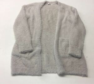  free shipping *a.v.v standarda- beige beige standard * fur knitted cardigan fur coat S size * gray #20825sj31