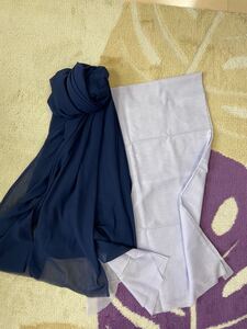 夏用 生地 紺色 シフォン 2m 薄紫 裏地 2枚セット 素材 ハンドメイド