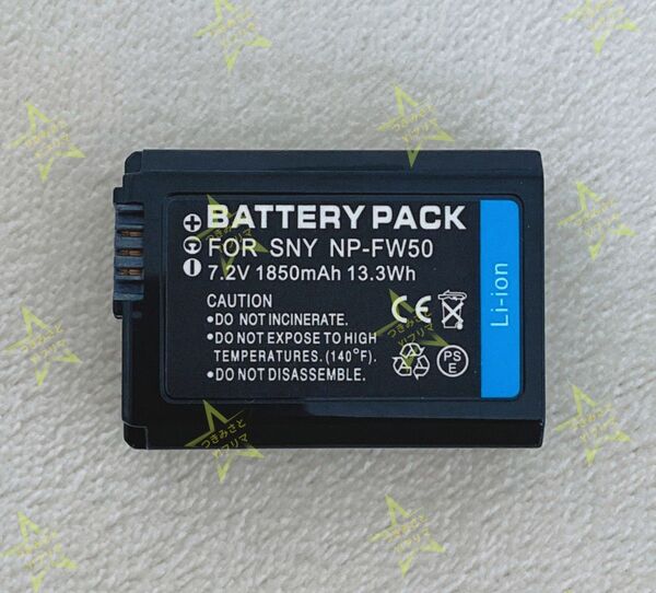 【新品】ソニー SONY対応 NP-FW50 互換バッテリーパック 残量表示 純正充電器対応 7.2V 1850mAh 1個①