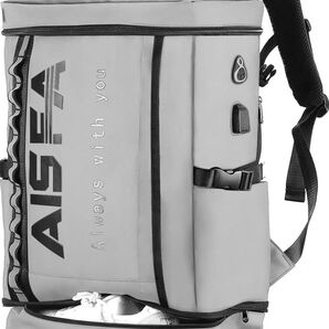 AISFA リュックサック スクエア バックパック 防水 PC ビジネス USB充電ポート付き 2層式 30L アウトドア旅行防災