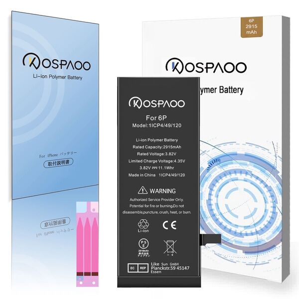 For iPhone6 Plus 互換バッテリー 単品 標準容量 2915mAh PSE準拠 Kospaoo/iPower交換修理