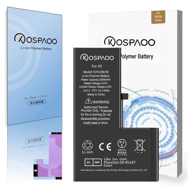 For iPhone Xs 互換バッテリー 単品 標準容量 2658mAh PSE準拠 Kospaoo/iPower 交換修理