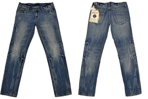 K-1852★新品★THEORIA JEANS セオリア★ヴィンテージ＆クラッシュ加工 オーガニックコットン デニム スキニージーンズ ウエスト73cm 