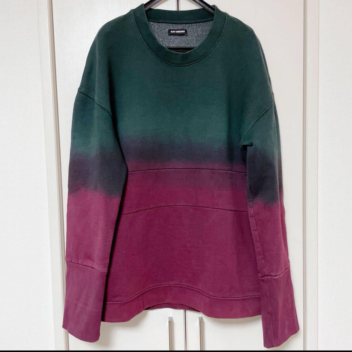 ラフシモンズ スウェット トレーナー raf simons 美品 2012AW グラデーション 赤 緑 黒 オーバーサイズ Ｌ