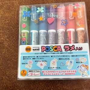 三菱鉛筆 水性ペン ポスカ ラメ入り 極細 7色 PC1ML7C