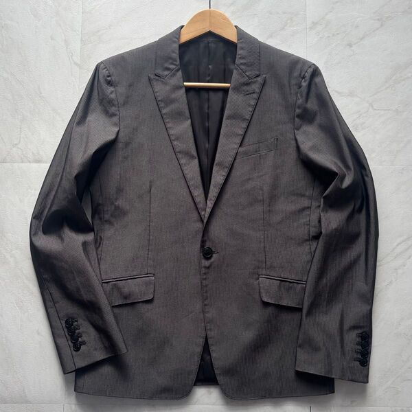メンズビギ Men's Bigi テーラードジャケット 1B 綿 コットン グレー Mサイズ相当 細かいヘリンボーン 紳士 メンズ