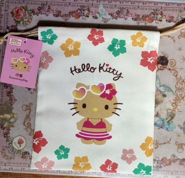 【新品 タグ付】 日焼けキティ 巾着 ダイソー セリア キャンドゥ 人気商品