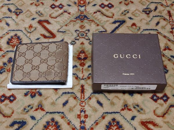GUCCI グッチ 04862 GG柄 GGキャンバス×レザー 二つ折り 財布