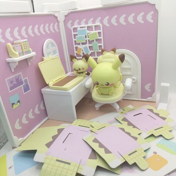 ポケピースハウス ホビールーム ピカチュウ ピチュー ノートパソコン デスク マウス チェア ミニチュア