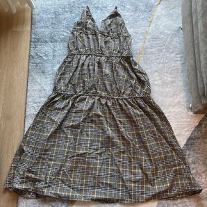 チェック柄ロングワンピース