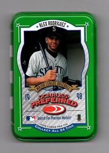 緑缶 1998 DONRUSS PREFERRED TRADING CARD TINS 缶 Alex Rodriguez アレックス・ロドリゲス未使用品 トレカ入れやコレクションに～