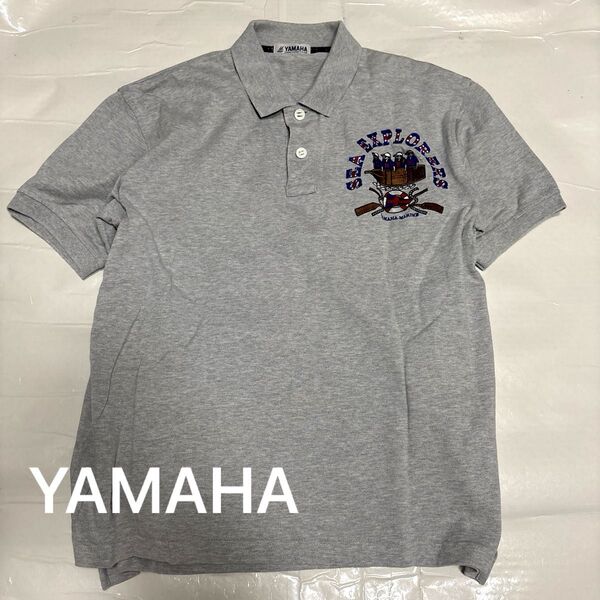 YAMAHA 半袖ポロシャツ 胸マリン刺繍グレー 刺繍 半袖ポロシャツ