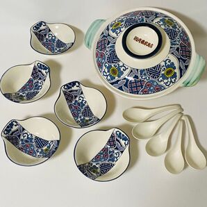 未使用 土鍋 鍋 とんすい レンゲ 11点 食器 皿 セット 取り皿 レトロ 和食器 小鉢