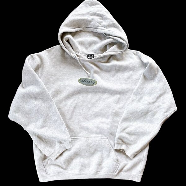 80s黒タグ2枚タグ OLD STUSSY オールド ステューシー オーバルロゴ パーカー フーディ スウェット グレー