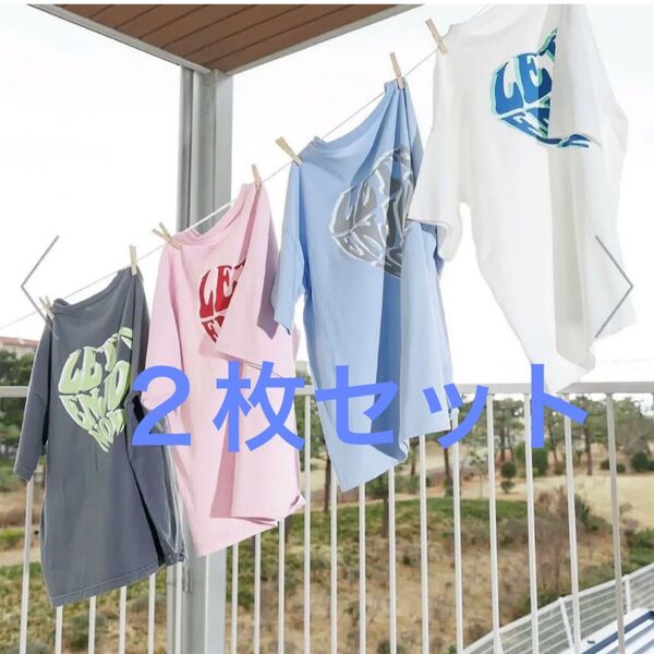新品 algy tシャツ ハートロゴビッグ半袖T キッズ 子供服 女の子 2枚