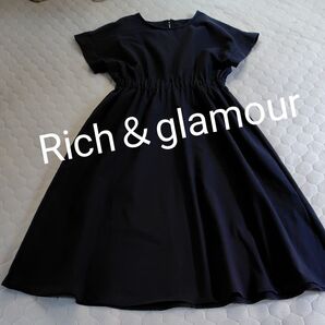 М★Rich&glamourの濃紺ロング丈ワンピース