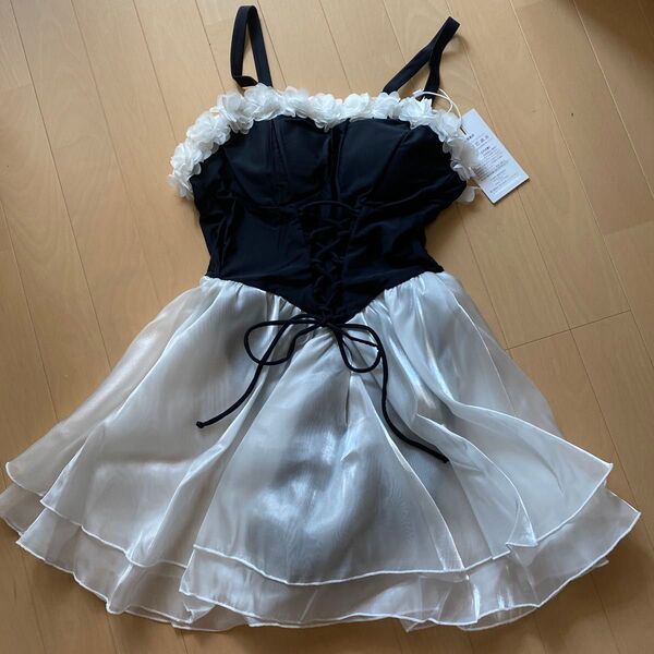 新品未使用タグ付き LL XL 水着 ワンピース水着 黒 スイムウェア 姫 ドレス 可愛い