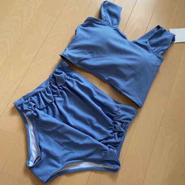 新品未使用タグ付き M 水着 ビキニ シンプル 可愛い スイムウェア くすみブルー