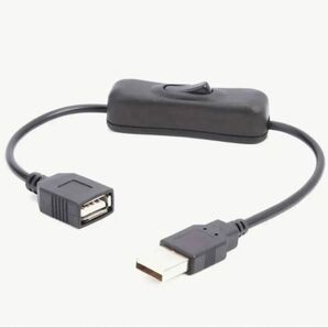 オン/オフスイッチ付きUSBチューブ電源延長ケーブル ブラック