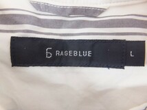 〈送料280円〉RAGEBLUE レイジブルー メンズ 綿 半袖ストライプシャツ L 白グレー L_画像2