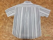 〈送料280円〉RAGEBLUE レイジブルー メンズ 綿 半袖ストライプシャツ L 白グレー L_画像3
