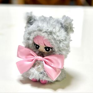 10〜12cmサイズ選べる推しカラーリボンすのチルシルバーグレー猫ちゃんポンチョ