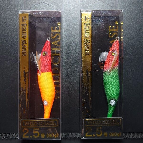 ④-10 スクイッドマニア ワイルドチェイス2.5号(レッドヘッドグリーン・RG/RHオレンジグロー) 2個セット