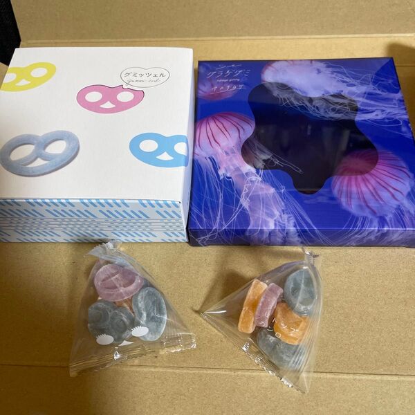 ヒトツブカンロ グミッツエル6個、シークラゲグミ、グミッツエルプチ2袋、お菓子詰め合わせセットです。