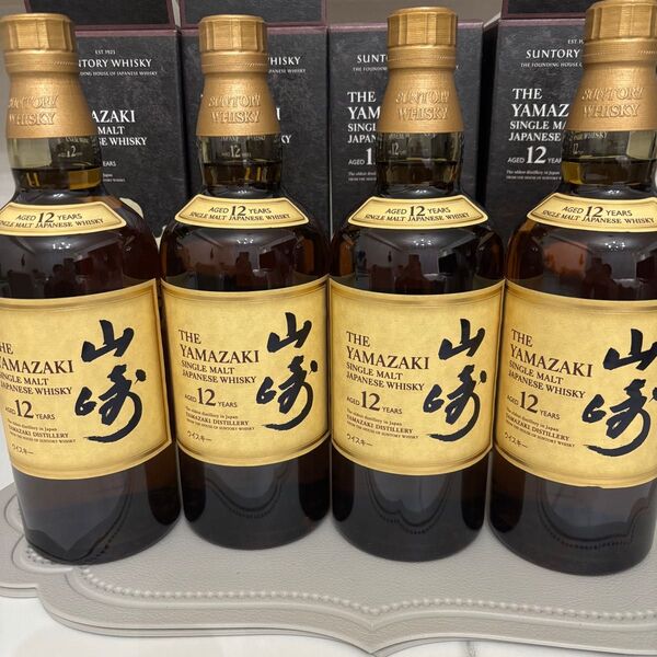 新品未開封 サントリー山崎12年 ウイスキー SUNTORY4本セット箱付き正規品ホログラムシールあり700ml シングルモルト