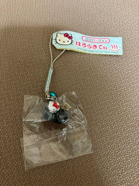 未使用ハローキティ温泉バージョン岩風呂 根付けストラップ チャーム マスコットご当地キティちゃんキーホルダーご当地限定 日本限定