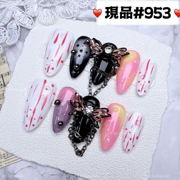 953ネイルチップ 量産型サブカル地雷系チークかわいい韓国現品ネイルチップつけ爪ギャルサブカル地雷推しネイル現品y2k痛ネイル