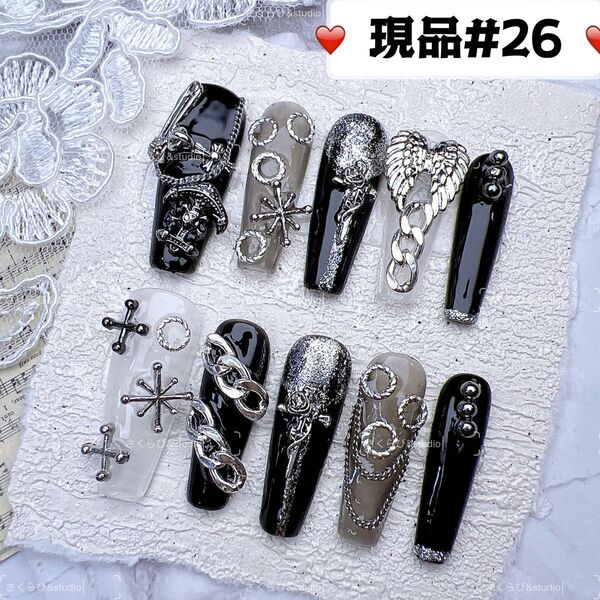 26ネイルチップ 量産型サブカル地雷系チークかわいい韓国現品ネイルチップつけ爪ギャルサブカル地雷推しネイル現品y2k痛ネイル