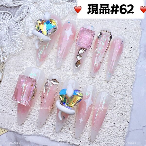 62ネイルチップ 量産型サブカル地雷系チークかわいい韓国現品ネイルチップつけ爪ギャルサブカル地雷推しネイル現品y2k痛ネイル