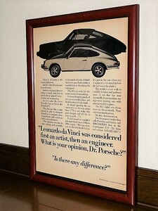 1971年 USA '70s 洋書雑誌広告 額装品 Porsche 911 ポルシェ / 検索用 ガレージ 店舗 BAR 装飾 看板 ( A4size・A4サイズ )