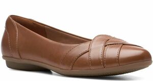  бесплатная доставка Clarks 25cm Flat кожа кожа язык Brown Loafer офис формальный спортивные туфли балет туфли без застежки R85