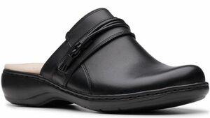 送料無料 Clarks 25cm スライド ミュール パンプス レザー 革 ブラック 黒 スリッパ つっかけ ヒール オフィス スニーカー バレエ R90