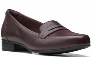 送料無料 Clarks 23cm ペニー ローファー フラット レザー バーガンディー オフィス フォーマル スポサン スニーカー バレエ R91