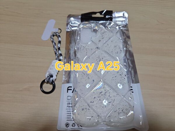 Galaxy A25 用スマホケース クリア ラメ ストラップ付き 未使用
