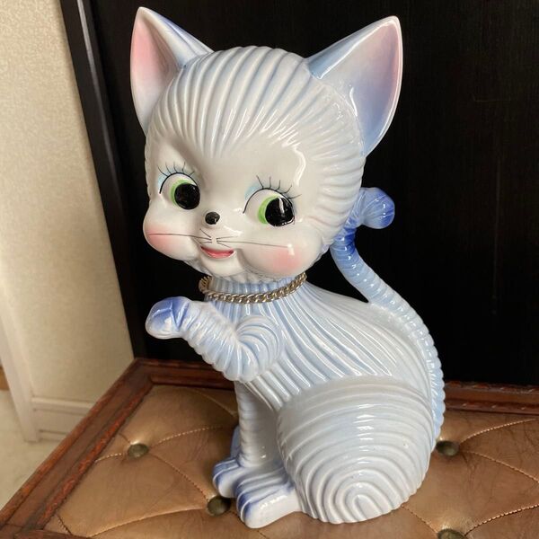 猫/ねこ/ネコ 招き猫 置物 昭和レトロ 猫 陶器製 昭和レトロ 当時物 lucky cat beckoning cat 30cm