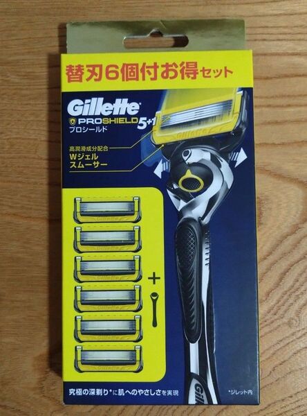 【パッケージにダメージ有り】ジレット プロシールド ホルダー 替刃6コ付お得セット 新品未開封 純正品