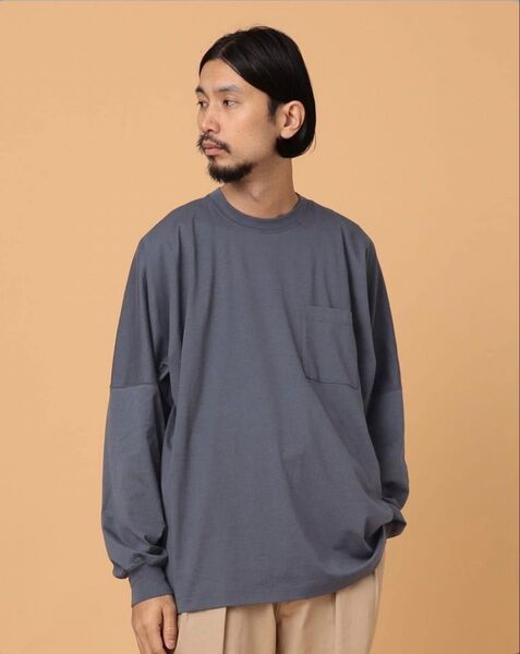 新品 BEAMS別注ULTERIOR スビンコットン ロングスリーブ Tシャツ紺