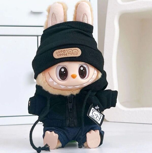 黒 ブラック ラブブ labubu 着せ替え ぬい活 ぬいぐるみ用 パーカー ぬい用 ぬいぐるみ 洋服 服 15cm 17cm