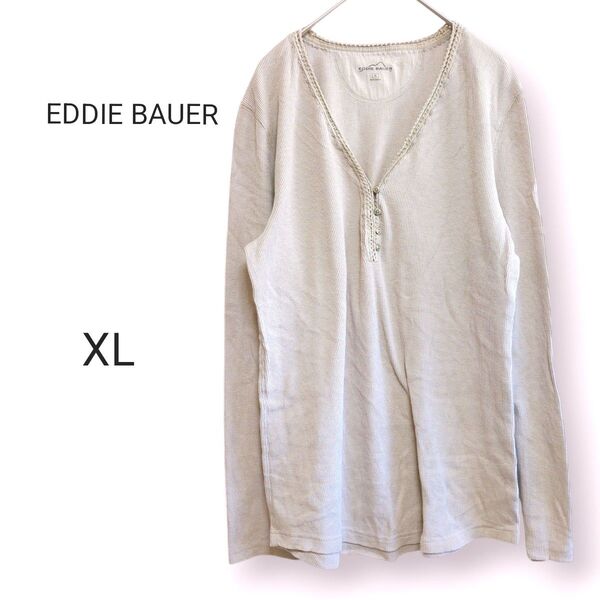 EDDIE BAUER 【XL】 Vネック長袖カットソー ロングTシャツ 古着