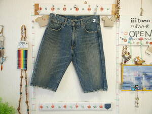 ♪服4145_P5♪ デニムハーフパンツ　ダメージ系 Levi's リーバイス 503 W=32インチ(実測で84cm位)　股下35cm位 Used ～iiitomo～