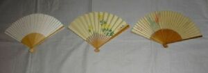 Art hand Auction Rare Vintage Tokyo Electric Power Company Flower Drawings and Signatures Set of 3 Paintings Japanese Paintings Antiques Tea Ceremony Utensils Japanese Clothing Accessories, fashion, Fashion Accessories, Folding fan