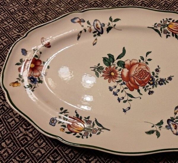 Villeroy & Boch ストラスブール オーバルプレート 薔薇柄40cm ディナープレート 大皿