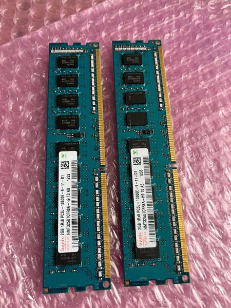 動作品 hynix PC3L 10600E 2GB 2枚 4GB DDR3L 1333 メモリ 即時支払いできる方限定特価品