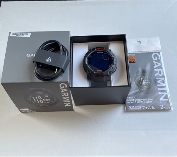 GARMIN ガーミン Instinct 3 Dual PowerタフネスGPSウォッチ メーカー保証残有 純正保護フィルム1枚付